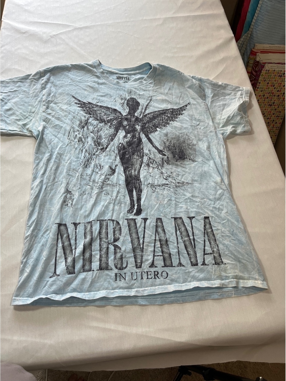 Light blue large Nirvana in utero 1993 tour shirt